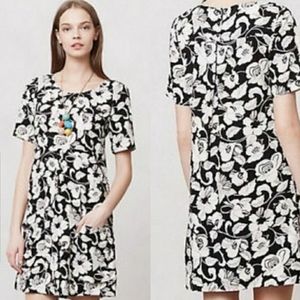 Anthropolgie Maeve floral black and white dress size 0